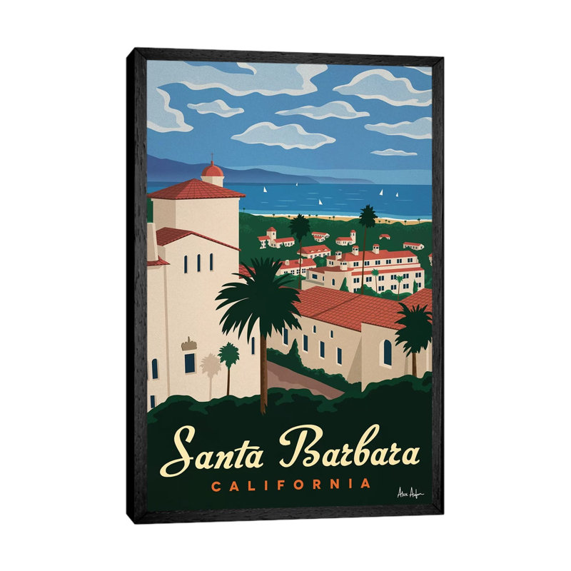 Santa Barbera - Painting on Canvas, Black Framed, 152.4cm H x 101.6cm W x 3.81cm D