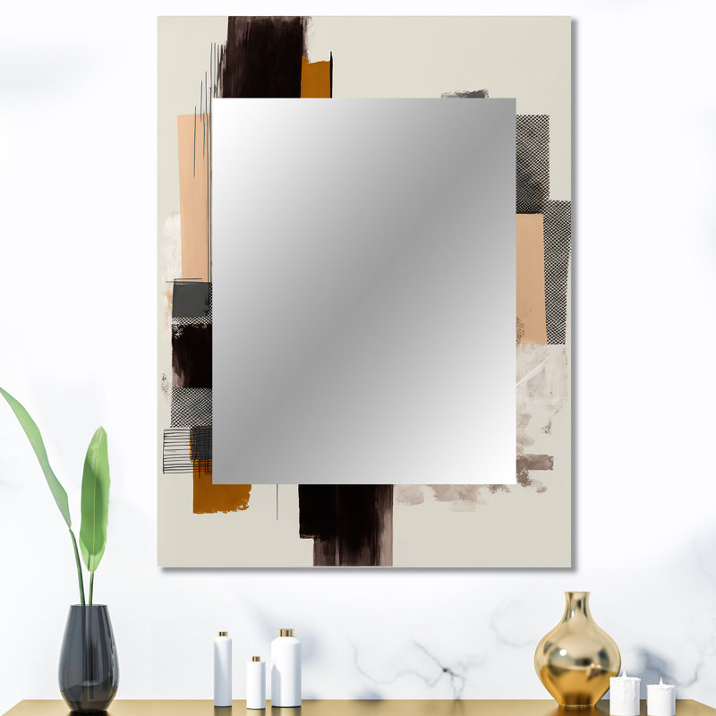 Warm Watercolor Abstract II - Abstract Decorative Mirror, Black Large Wall Mirror, Printed Metal Art, 40" x 30"