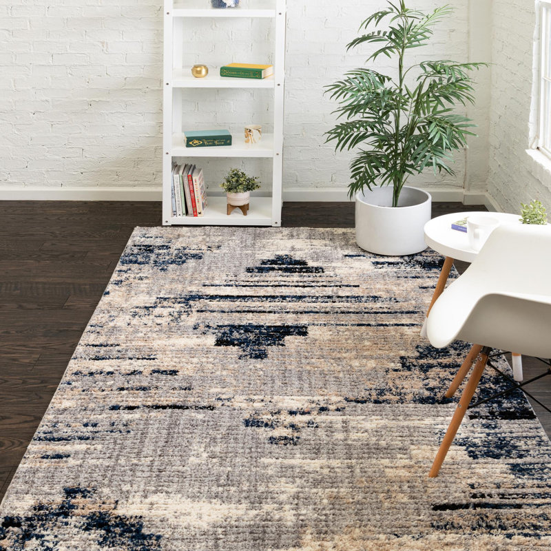 Tapis gris à motif géométrique Tucson, Rectangle 4 pi x 6 pi