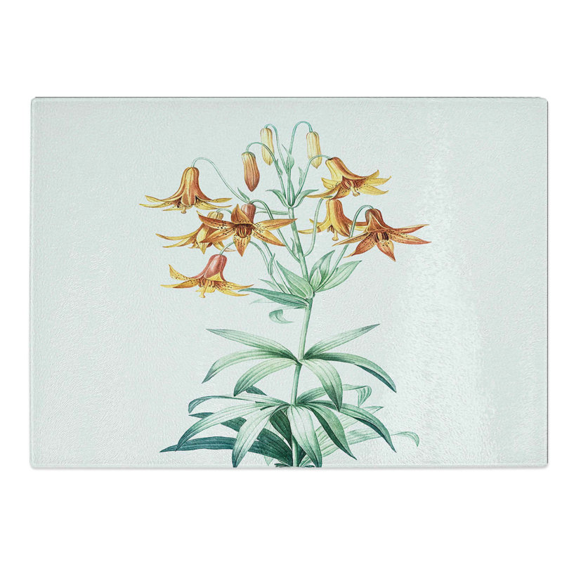 Tempered Glass Canada Lily Flowers Chopping Board, 39 cm W x 28.5 cm L