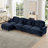 Classic Three Seater Modular L Shaped Sectional Couch With Flared Arms, Removable Ruffles Pleats Skirts, And Spindle Legs, Comfy Chenille Four-Seat Deep Seat Sofa With Movable Ottoman-1513687780