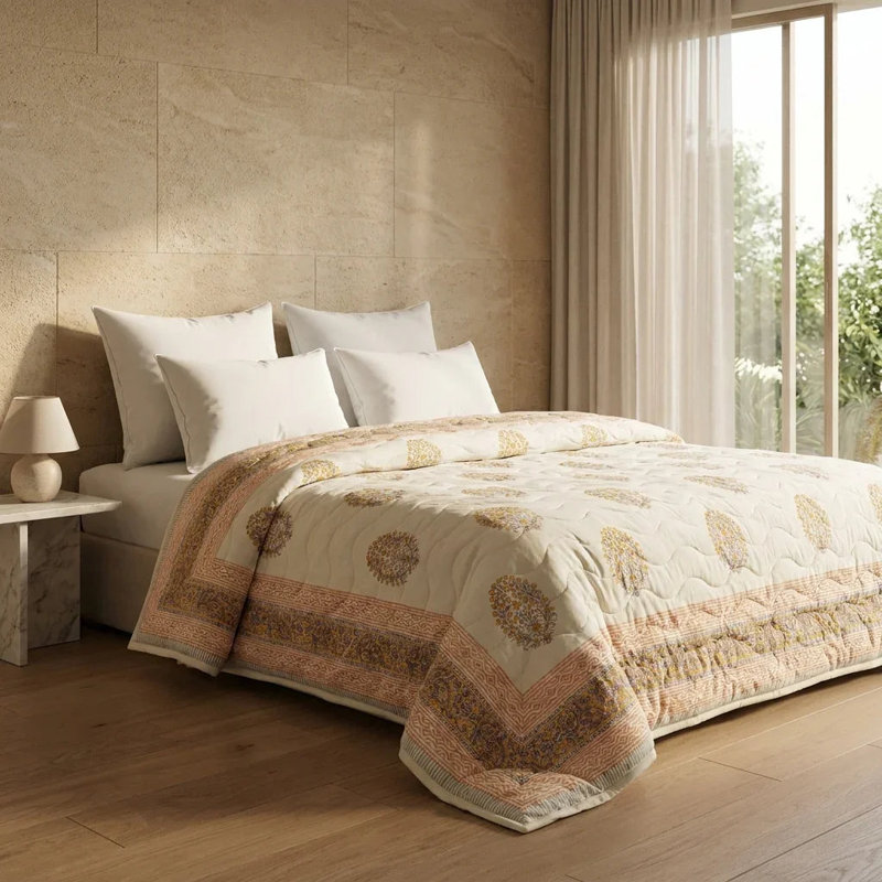 Comforter, Cream Sage Rose Pink, King