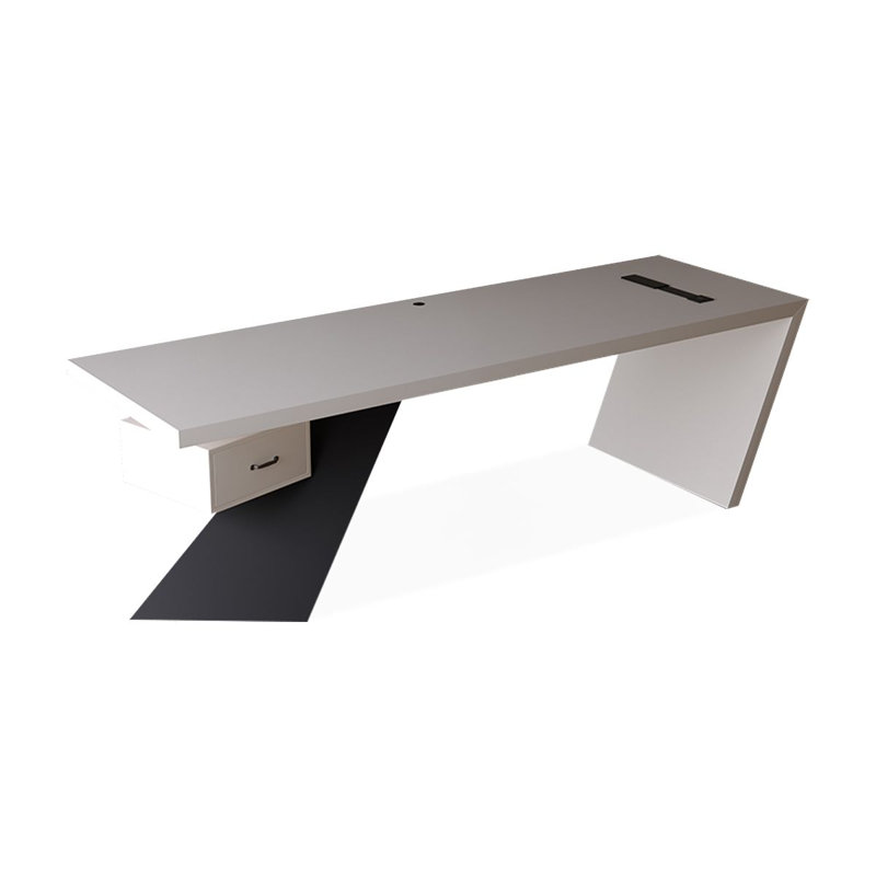Bureau blanc rectangulaire en bois massif avec 1 tiroir, bureau d'ordinateur, H 29,53 po x l 86,61 po x P 31,5 po