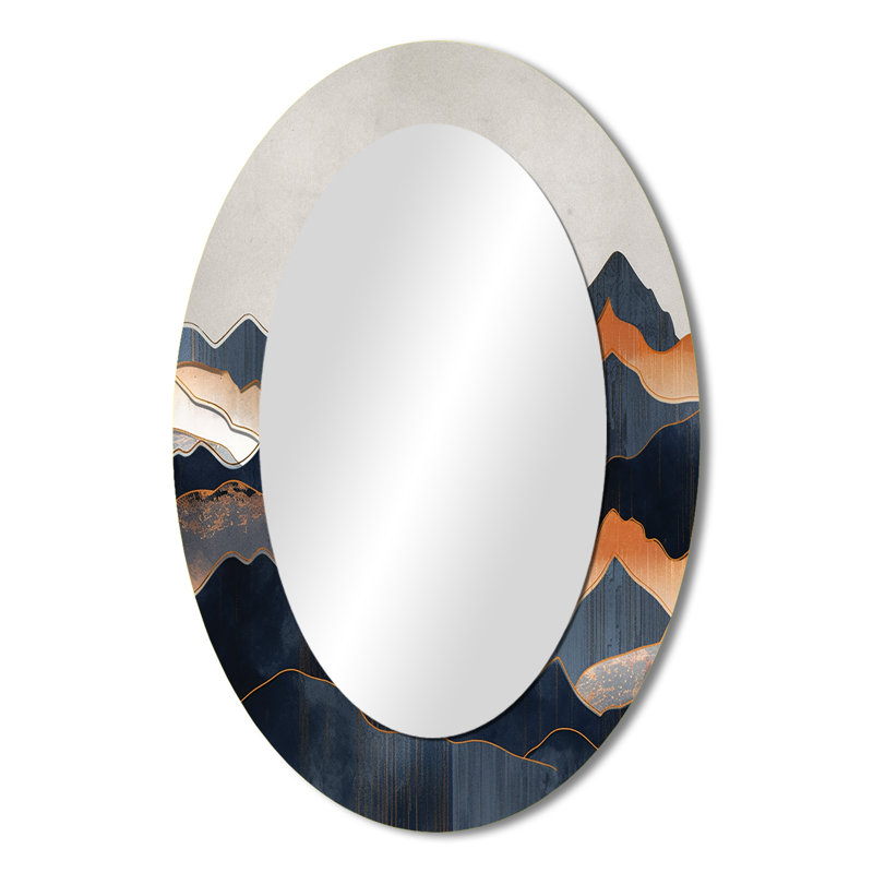 Daring Moutain Horizons II - Landscapes Oval Decorative Mirror On Metal, 36" x 24"