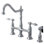 Kingston Brass Tudor Two-Handle 4-Hole Deck Mount Bridge Kitchen Faucet with Brass Side Sprayer