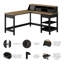 Ensemble de bureau d'ordinateur réversible en forme de L Huckins-998731632