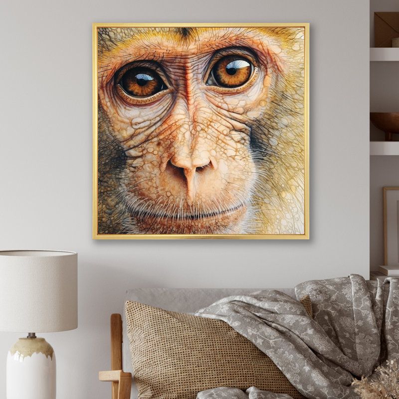 Wild Monkey III - reproduction sur toile, H 36 po x l 36 po x P 1,5 po, Cadre flottant doré