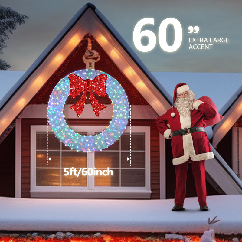 Décoration de Noël extérieure résistante aux intempéries, L 60 po x H 60 po x P 2 po