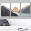 «Sun Mountain Landscape Range Abstract Lake Nature», ensemble de 3 reproductions d'art sur toile encadrées-75851882-75851885-119395202