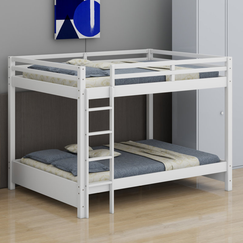 Lit superposé en bois avec échelle, Blanc