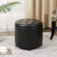Repose-pieds de rangement rond en similicuir de 18 po avec coussin touffeté-2069389802