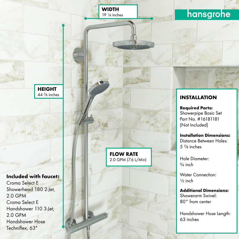 Crom Complete Shower System with Select, Chrome