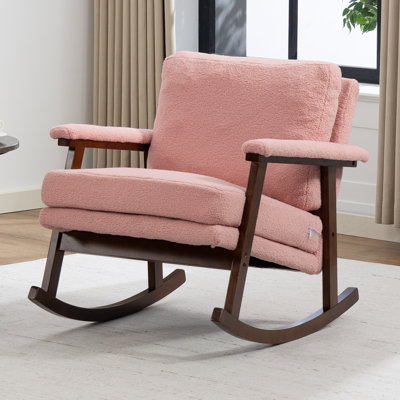 Chaise berçante rembourrée de 29,1 po de largeur avec pieds en bois massif