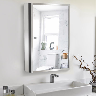 Isata 400mm W 600mm H Surface Framed Medicine Cabinet Mirror 2 Fixed
