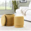 Tissu de couleur jaune avec un style contemporain, couvercles amovibles pour l'espace de rangement, rembourrage en mousse, deux repose-pieds, aucun assemblage requis, capacité de 250 lb, utilisation à l'intérieur, profondeur de 14,31 po