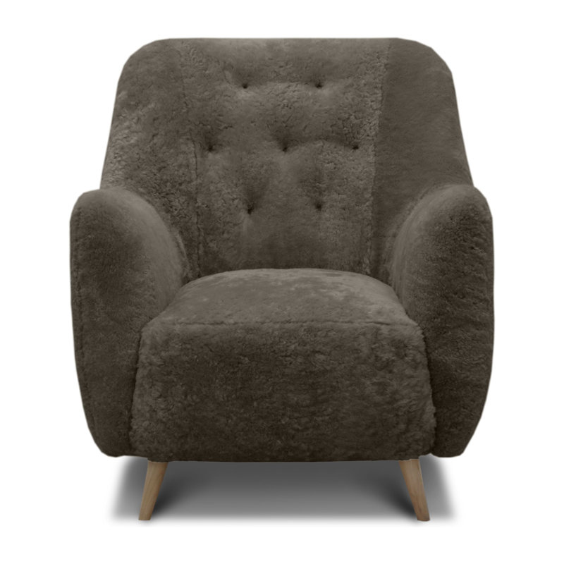 Molly Tufted Armchair, Dark Gray Wool, Espresso