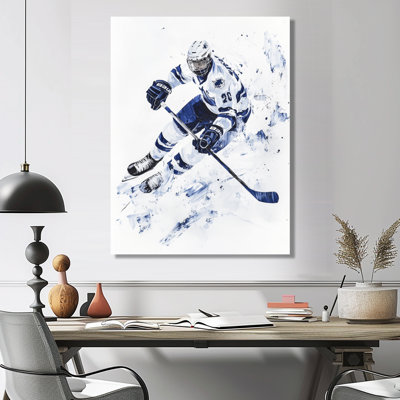 «Hockey Player Shootout III - Sports», art mural en métal, impression de hockey sur métal