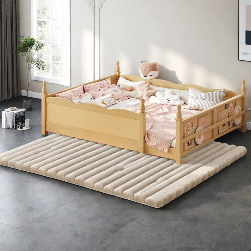 Grands lits avec rangement, panneau de fibres à densité moyenne en bois de style Montessori pour chambre d'enfant