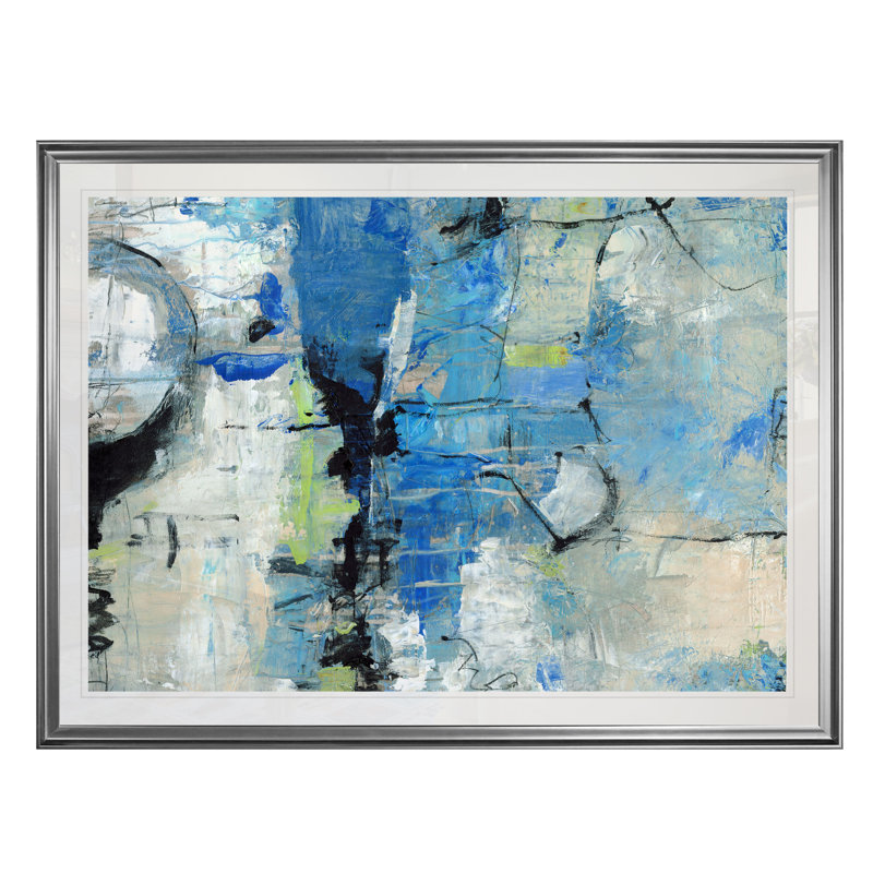 « spontané ii », reproduction, H 20 po x l 24 po x P 1,5 po, Cadre argenté