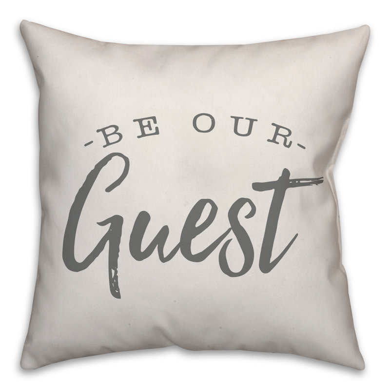 Textual Outdoor Throw Pillow, 16" H x 16" W, White/Dark Gray