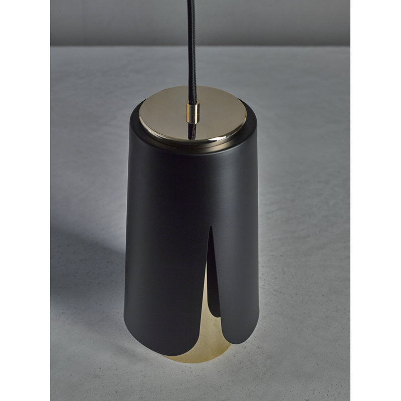 Tulipa 1 - Light Chrome Unique/Statement Pendant, Matt Black/Luxury Gold