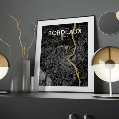 Bordeaux City Map In Luxe - No Frame Print
