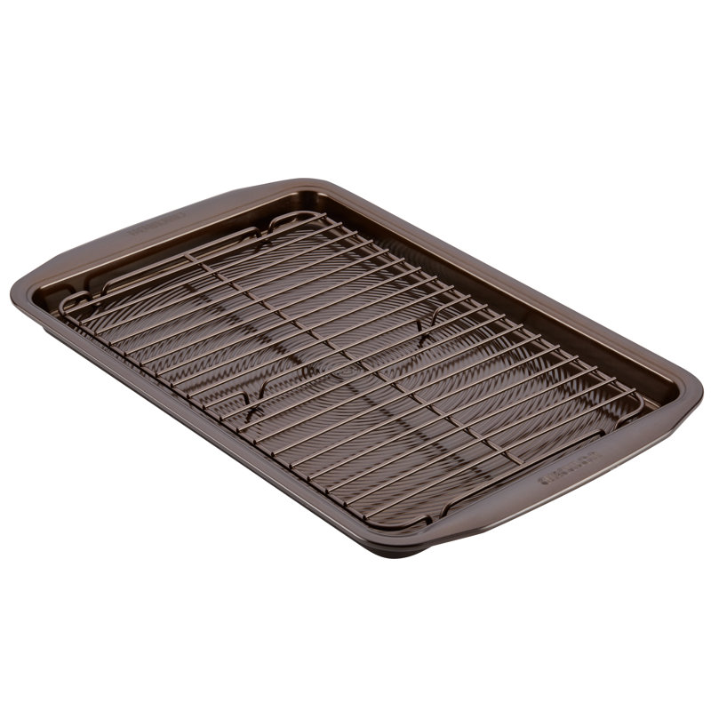 Chocolate Brown Nonstick Steel Cookie Sheet with Cooling Rack