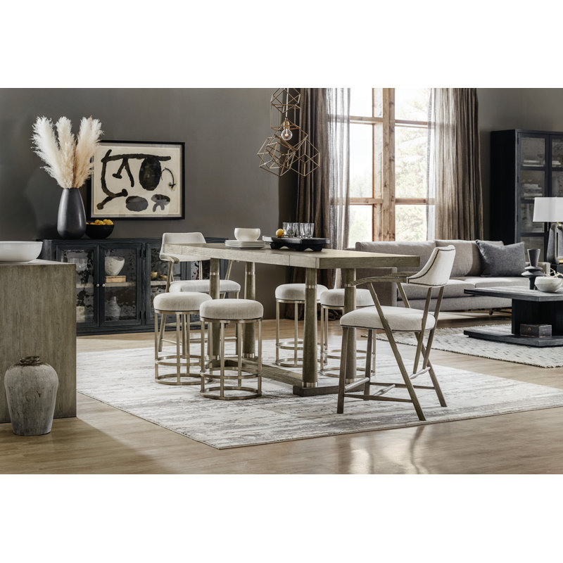 Gray Oak Veneer Extendable Counter Height Dining Table