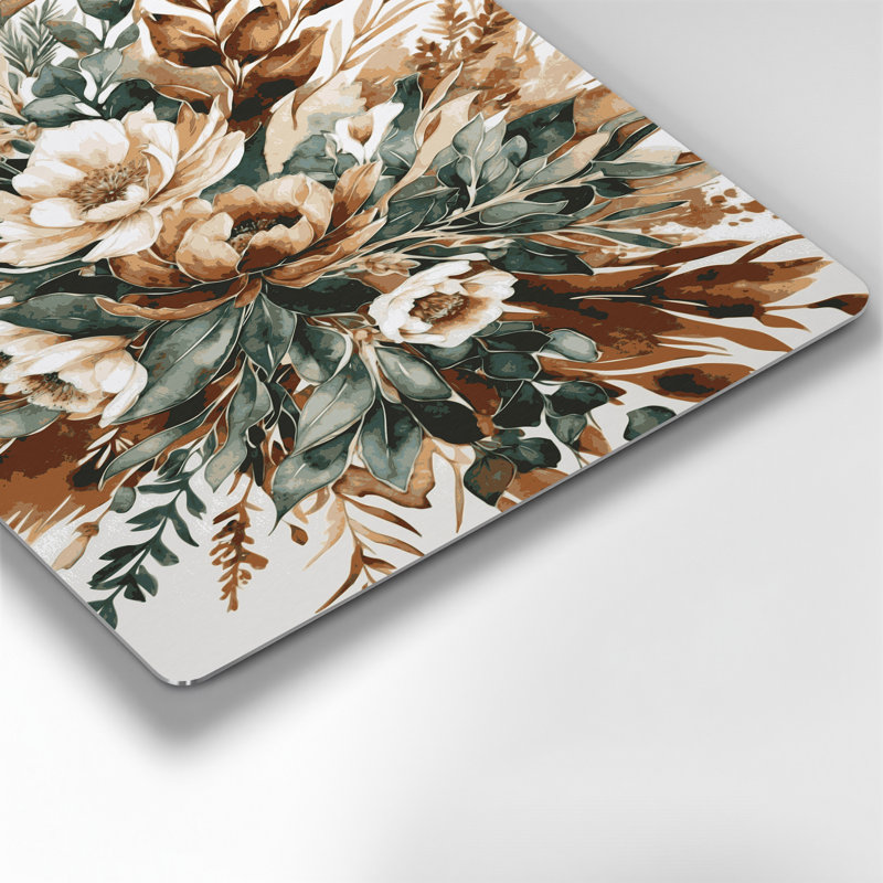 Aquarelle florale, art mural gris en métal 84
