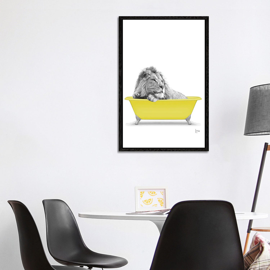 Lion In Yellow Bathtub von Printable Lisa's Pets - Gallery-Wrapped Canvas Giclée on Canvas