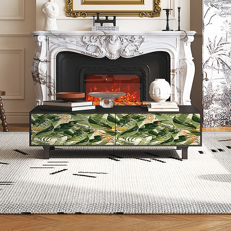Table basse avec rangement peint français rétro, Noir