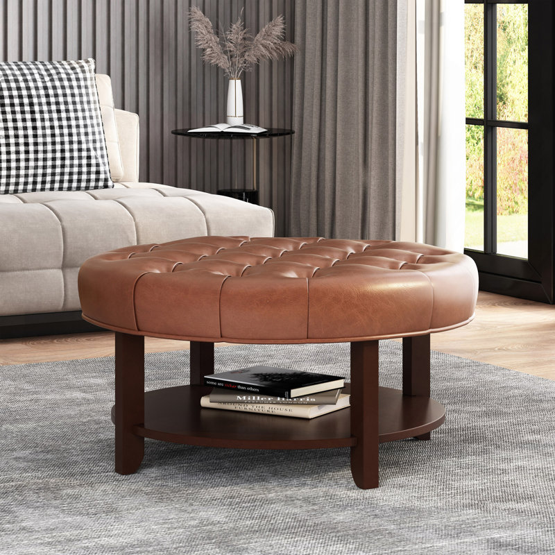 OTTOMAN ROND, Marron clair