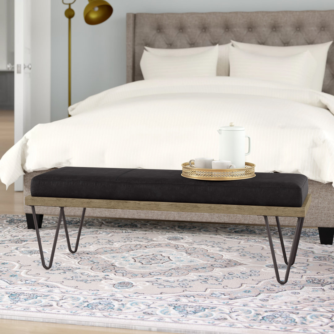 Jelan Denim Upholstered Bench Gracie Oaks