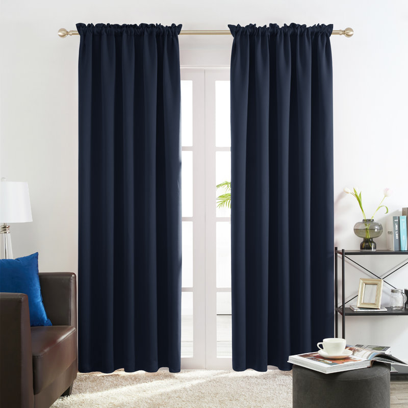Harlowe Room Darkening Curtain Pair, 38" W x 63" L, Navy Blue
