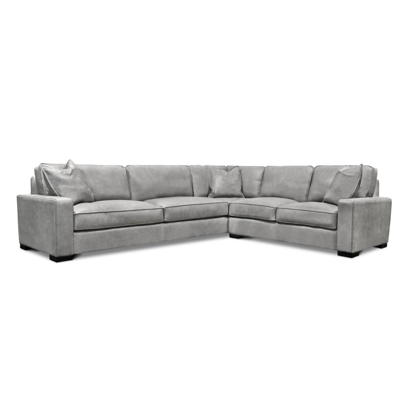 Urban Cowboy Upholstered L-Shaped Sectional, Right Hand Facing, Graphite Coyote Genuine Leather