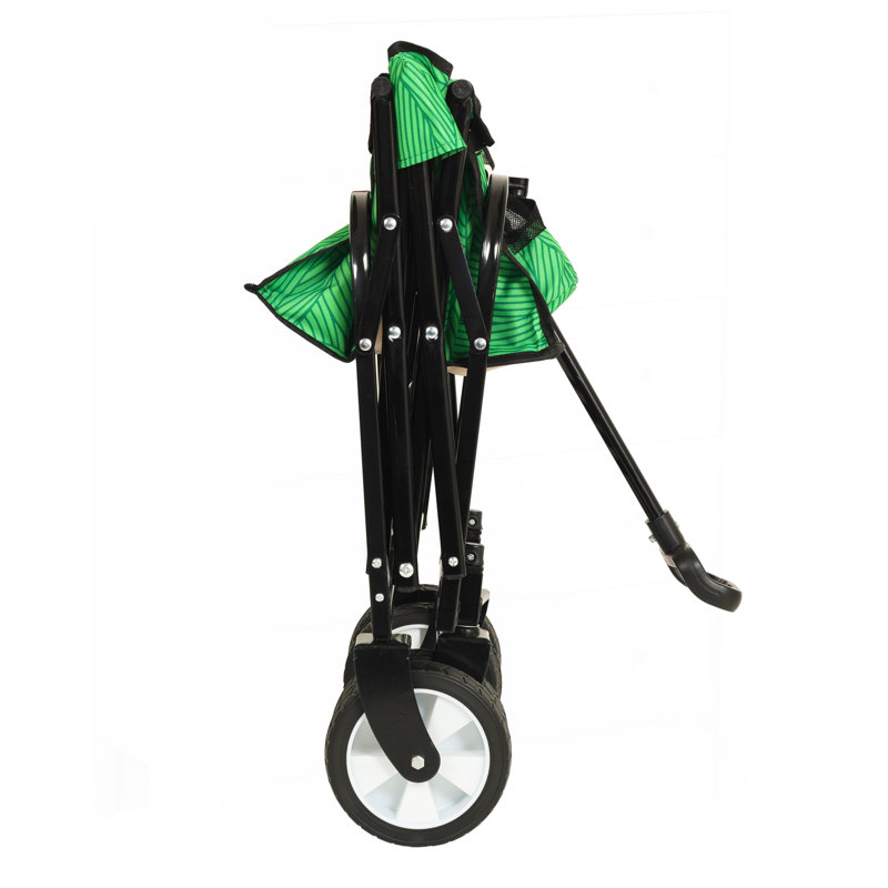 Versatile Collapsible Wagon Cart with Advanced Strapping System for Various Uses, Green