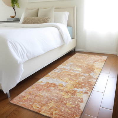 Machine Washable Indoor/Outdoor Claudian ACN1234 Salmon Rug