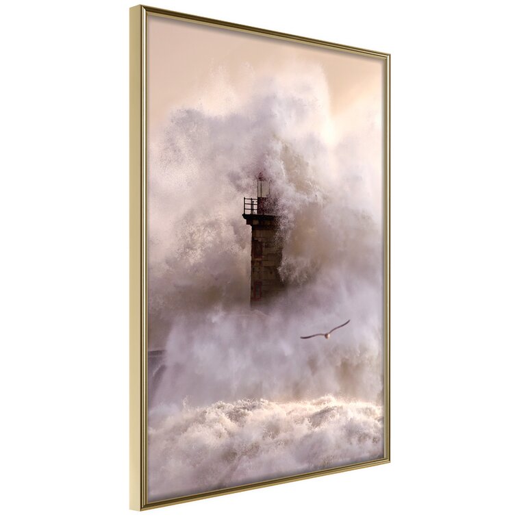 Bless international Lighthouse During A Storm Framed On Paper Print ...