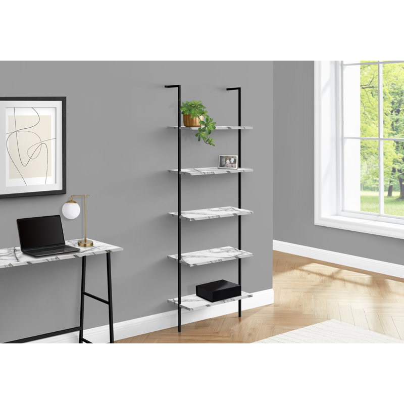 Versatile 5-Tier Bookshelf For Office And Bedroom Contemporary And Modern Design, Gray/Black
