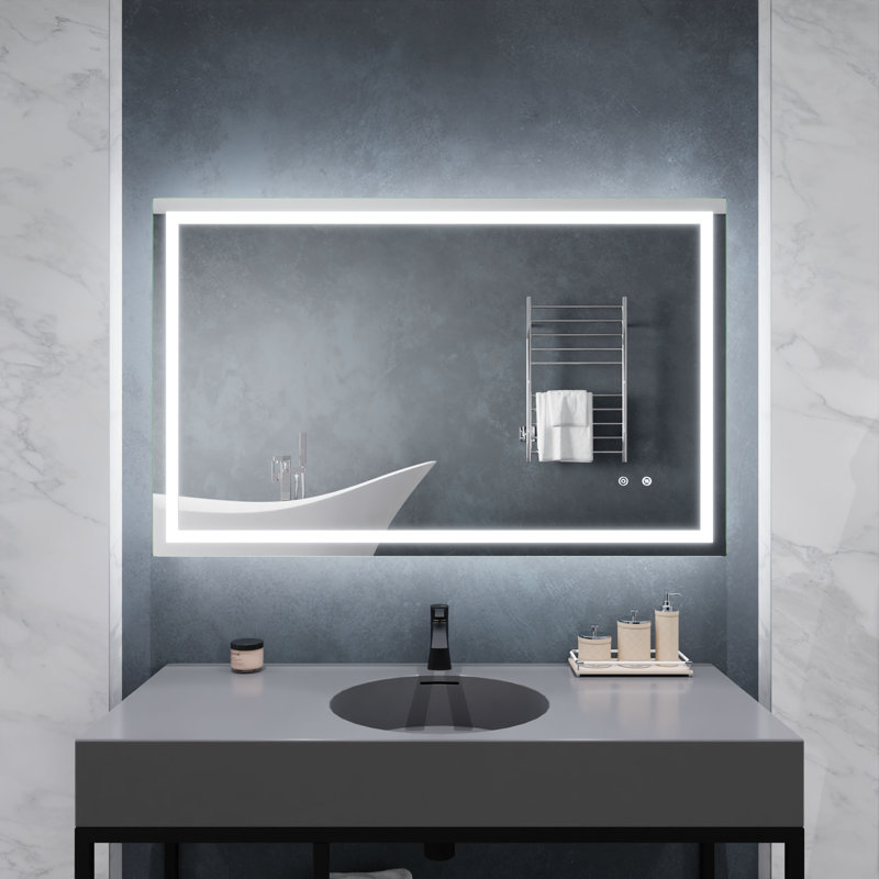 ANZZI 30-in. x 48-in. Frameless Wall Mounted LED Front/Back Light Bathroom Mirror with Defogger