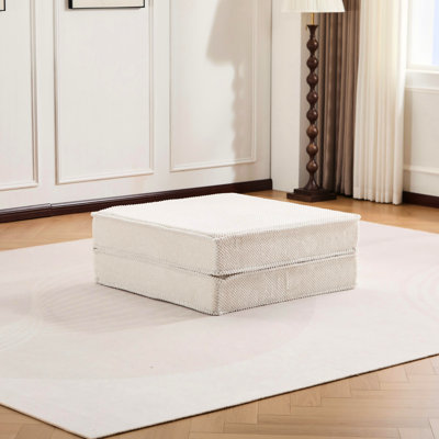Convertible Floor Bed Mahjong In White Circle Fleece High - Quality Support For Relaxing At Home Resilience Foam Naps