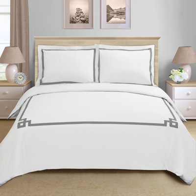 200 Thread Count 100% Cotton Geometric Border Luxury Duvet Cover Set