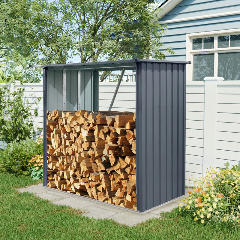 7x3 Metal Outdoor Firewood Rack Black