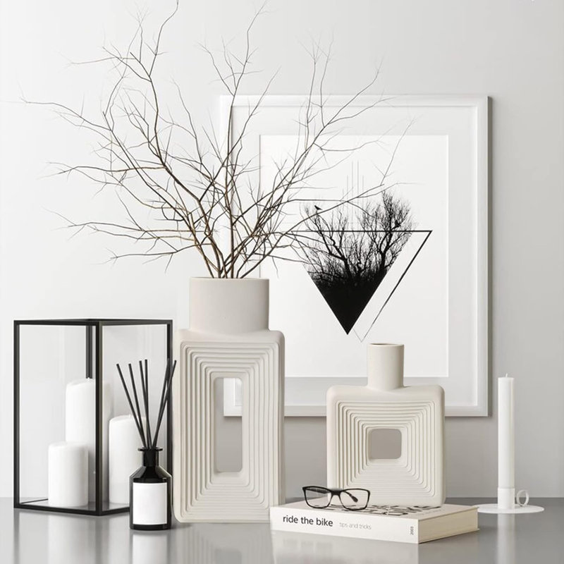 Ensemble de 2 vases en céramique, Blanc