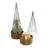 SET OF TWO METAL TOPIARIES WITH RECYCLED WOOD BASES