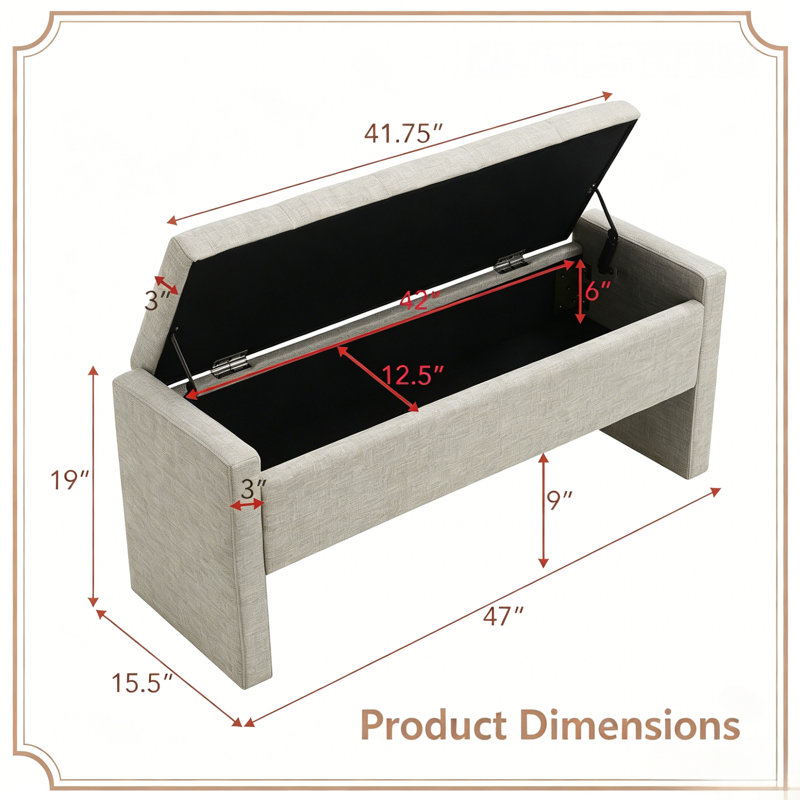 Banc de meuble-lavabo rembourré avec rangement, Light Grey