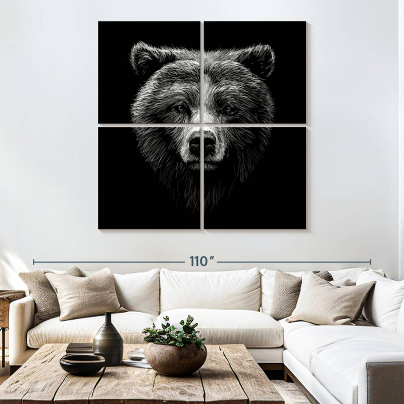 Visage d'un grizzly, H 74 po x l 74 po
