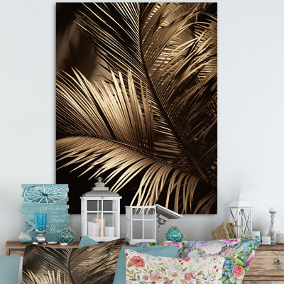 Sepia Serenity Palm Leaves I  Palm Trees Wall Art Palm Canvas Print