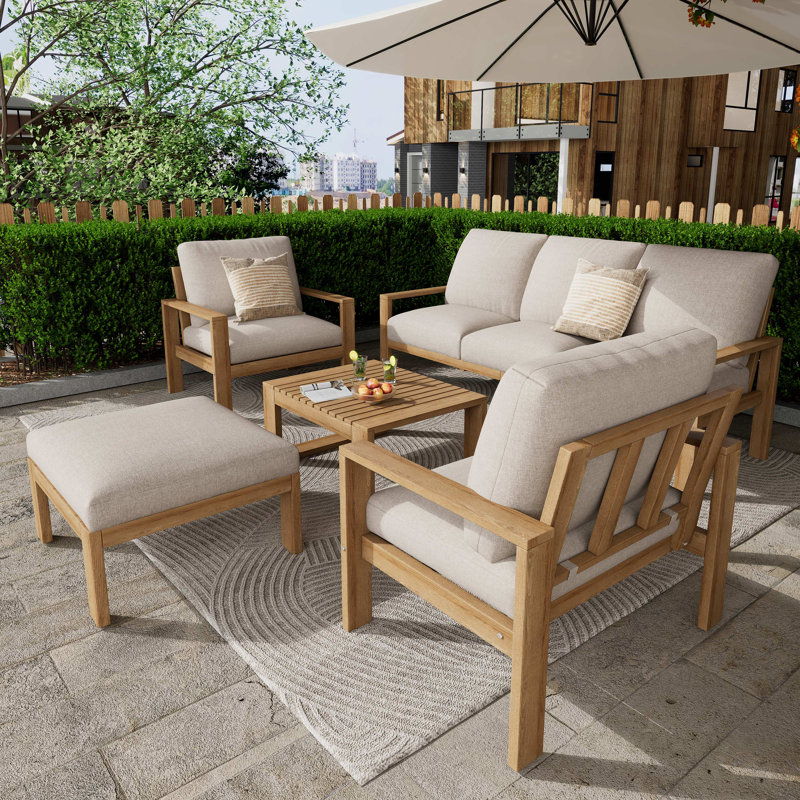 Ensemble de canapé modulaire d'extérieur en acacia