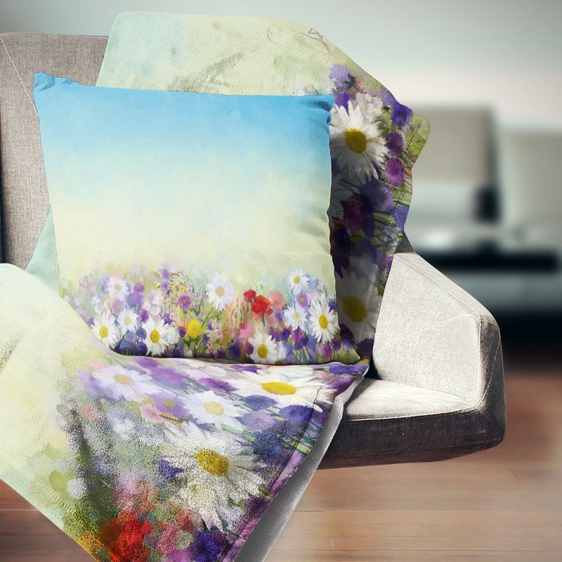 Coussin décoratif fleurs douces en fond de printemps, 16 po x 1 po, Coussin décoratif